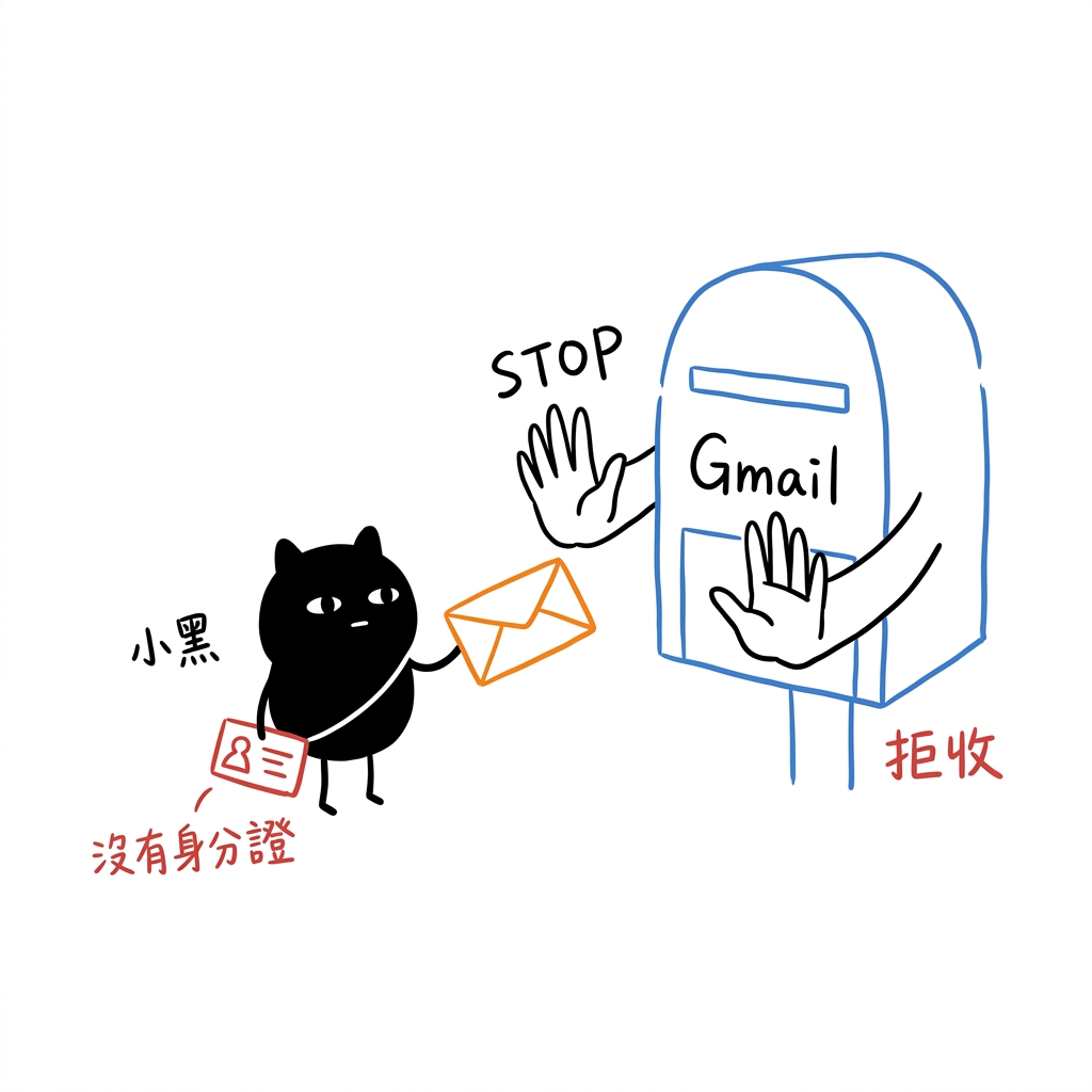 沒有發信身分證被 Gmail 拒收